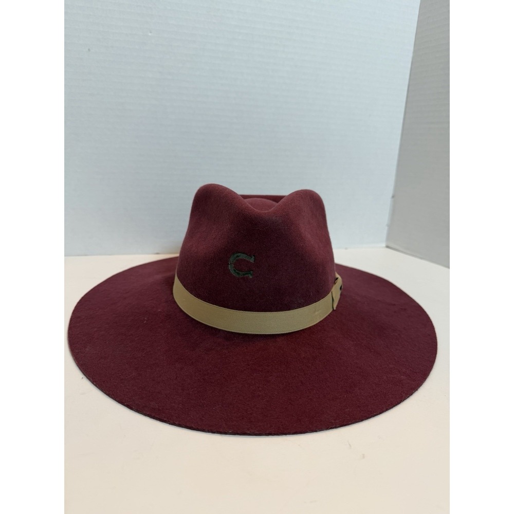 Charlie 1  Horse Burgundy Felt Wide Brim Highway Hat Size M